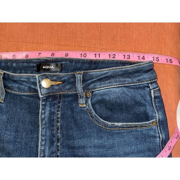 Aqua Blue Cargo Pockets Raw Hem Denim High Rise Wide Leg  Jeans Women's Size 29 - Picture 7 of 11